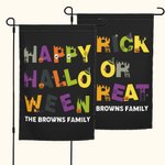 Personalized Happy Halloween Trick or Treat Pumpkin Skull Garden Flag with Text Yard Porch Outdoor Decor Halloween Gift for Family Friend
