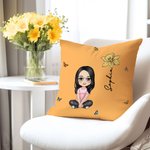 Personalizado lindo personaje de dibujos animados con el nacimiento de flores suave almohada cubierta con el nombre Sofá Decoración Cumpleaños Regalo 