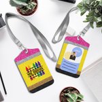 Porte-badge en Cuir PU avec Lanière Personnalisé avec Nom Cadeau Remerciement Journée de l'Enseignant Retour à l'École