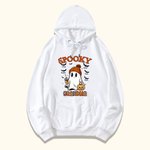 Personalized Cute Spooky Ghost Pumpkin Unisex Kid Adult Hoodie with 1-10 Names Halloween Thanksgiving Gift for Family