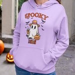 Personalized Cute Spooky Ghost Pumpkin Unisex Kid Adult Hoodie with 1-10 Names Halloween Thanksgiving Gift for Family
