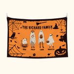 Personalizado Multicolor Halloween Tema de dibujos animados Fantasma Familia Tapiz con 2-10 nombres Telón de fondo Pared Decoración Fiesta de Navidad 