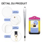 Porte-badge en Cuir PU avec Lanière Personnalisé avec Nom Cadeau Remerciement Journée de l'Enseignant Retour à l'École