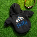 Cadeau d'anniversaire personnalisé pour chien avec couronne floquée et nom pailleté pour toutes les races d'animaux de compagnie.