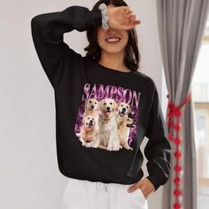 Personalisierte Retro Bootleg Style T-Shirt Sweatshirt mit Namen und Tier Fotos lustige Geburtstag Rap Geschenk für Tierliebhaber