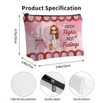 Personalised Just A Girl Who Loves Traveling Cartoon Canvas Makeup Storage Bag with Name Birthday Holiday Travel Gift for Women