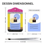 Porte-badge en Cuir PU avec Lanière Personnalisé avec Nom Cadeau Remerciement Journée de l'Enseignant Retour à l'École