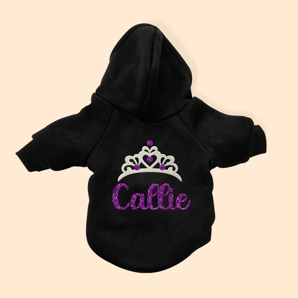 Cadeau d'anniversaire personnalisé pour chien avec couronne floquée et nom pailleté pour toutes les races d'animaux de compagnie.