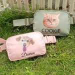 Personalisierte Wasserdichte Hund Katze Avatar Gürteltasche mit Namen und Verstellbarem Riemen Haustier Motiv Geburtstag Geschenk für Tierliebhaber