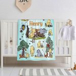 Personalized Cute Classic Winnie the Pooh Soft Throw Blanket with Name Baby Shower Birthday Christmas Gift for Baby Boys Girls