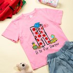 Personalized Doodle Apple Pencil Letter 100% Cotton Unisex T-Shirt with Initial and Name Back To School Activity Accessories Gift for Boys Girls