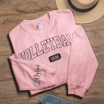 Personalized Multicolour Volleyball Mom Crewneck Sweatshirt with 1 - 6 Kid Names Birthday Sports Event Cheer Accessories Gift for Volleyball Lover