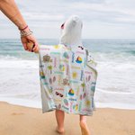 Personalized Sunglasses Castle Slippers Soft Quick Dry Summer Cape Beach Towel With Name Holiday Beach Accessories Children Gift