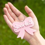 Personalised Muticolour Aesthetic Coquette Bow Keychain Bag Tag with Name and Ball Chain Birthday Christmas Gift for Women Girls