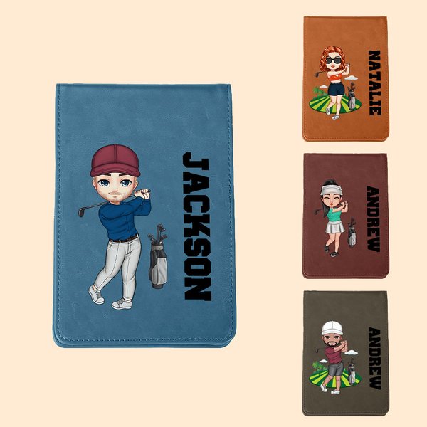 Personalisierte Cartoon Figur Portable Golf Scorecard Halter mit Namen Golf Zubehör Geburtstag Geschenk für Golfliebhaber