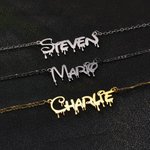 Personalizado gótico viejo Inglés Goteo Fuente Nombre Collar Punk Joyería Halloween Regalo para Mujeres Hombres