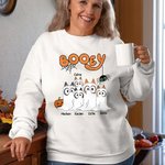 Personlig Söt Hund Spöke Pumpa Unisex Barn Vuxen Sweatshirt med Namn Halloween Thanksgiving Present till Familjen