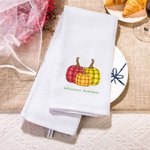 Personalisierte gestreiften Kürbis 100% Baumwolle Waffel Geschirrtuch mit Text Küche Dekor Herbst Thanksgiving Halloween Geschenk für Familie Freund