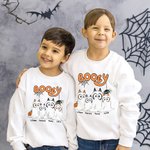 Personlig Söt Hund Spöke Pumpa Unisex Barn Vuxen Sweatshirt med Namn Halloween Thanksgiving Present till Familjen