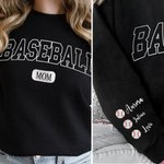 Personalized Baseball Sport Mom Sweatshirt with 1-6 Names Multicolour Available Game Day Costume Birthday Gift for Women