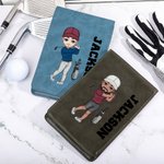 Personalized Cartoon Figure Portable Golf Scorecard Holder with Name Golf Accessories Birthday Gift for Golf Lover