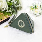 Personalizada portátil pirámide nombre joyería bolsa con diseño de hoja de vid cremallera boda cumpleaños regalo para las mujeres