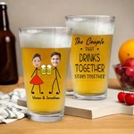 Personalisierter Foto-Porträt des Paars Bierbecher mit Namen Bierglas 470ml Oktoberfest Geburtstag Jahrestag Geschenk für Ehepaar