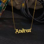 Personalizado gótico viejo Inglés Goteo Fuente Nombre Collar Punk Joyería Halloween Regalo para Mujeres Hombres