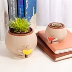 Personalised Cute Pot Reading Book Planter with Name Home Decor Birthday Housewarming Gift for Bookworm Plant Lover