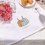 Personalisierte gestreiften Kürbis 100% Baumwolle Waffel Geschirrtuch mit Text Küche Dekor Herbst Thanksgiving Halloween Geschenk für Familie Freund