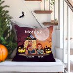 Tema personalizado de Halloween Bruja Vampiro Personaje de dibujos animados Funda de almohada con 1-6 nombres Decoración del hogar Fiesta de Navidad R