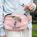 Personalised Waterproof Dog Cat Avatar Waist Bag with Name and Adjustable Strap Birthday Daily Gift for Pet Lovers