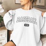 Personalized Baseball Sport Mom Sweatshirt with 1-6 Names Multicolour Available Game Day Costume Birthday Gift for Women