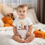Personalized Cute Ghost Baby's 1st Halloween 100% Cotton Baby Bodysuit with Name Halloween Gift for Baby Girls Boys New Parents