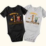 Personalized Cute Ghost Baby's 1st Halloween 100% Cotton Baby Bodysuit with Name Halloween Gift for Baby Girls Boys New Parents