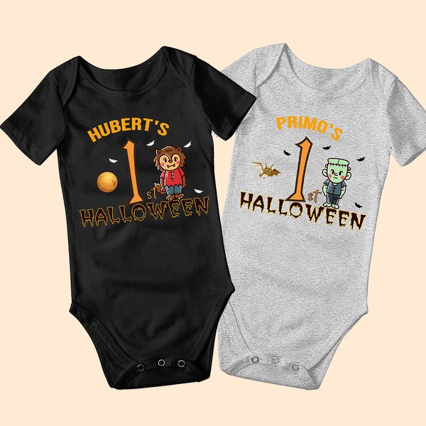 Body personalizzato per il primo Halloween di un bambino fantasma in cotone 100% con nome Regalo di Halloween per bambini, bambine e ragazzi Nuovi gen
