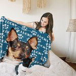 Personalized Imitation Oil Painting Effect Pet Photo Paw Print Soft Throw Blanket with Name Christmas Home Decoration Gift for Pet Cat Dog Lover