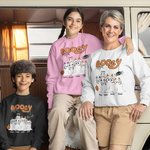 Personlig Söt Hund Spöke Pumpa Unisex Barn Vuxen Sweatshirt med Namn Halloween Thanksgiving Present till Familjen