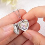 Collier Personnalisé avec Photo et Texte Gravé Médaillon de Cœur Bijou en Argent Sterling Cadeau Anniversaire pour Femme