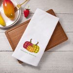 Personalisierte gestreiften Kürbis 100% Baumwolle Waffel Geschirrtuch mit Text Küche Dekor Herbst Thanksgiving Halloween Geschenk für Familie Freund