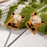 Personalized Highland Cow Silicone Knitting Needle Stoppers Point Protectors with Initial Set of 2 Birthday Gift for Knitting Crochet Lovers