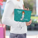 Viaje personalizado es mi terapia Mapa Global Plaid Cartoon Personaje Maquillaje Bolsa de almacenamiento con nombre Cumpleaños Vacaciones Viaje Regalo