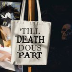 Personalized Gothic Sugar Skull Reusable Canvas Tote Bag with Name and Date Mexican Day of the Dead Wedding Gift for Couple
