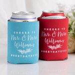 Personalisierte Bierdosen-Kühlmanschette mit Namen und Muster Mehrfarbig 12er Set Hochzeit Geschenk für Ehepaar