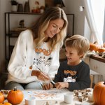 Personlig Söt Hund Spöke Pumpa Unisex Barn Vuxen Sweatshirt med Namn Halloween Thanksgiving Present till Familjen
