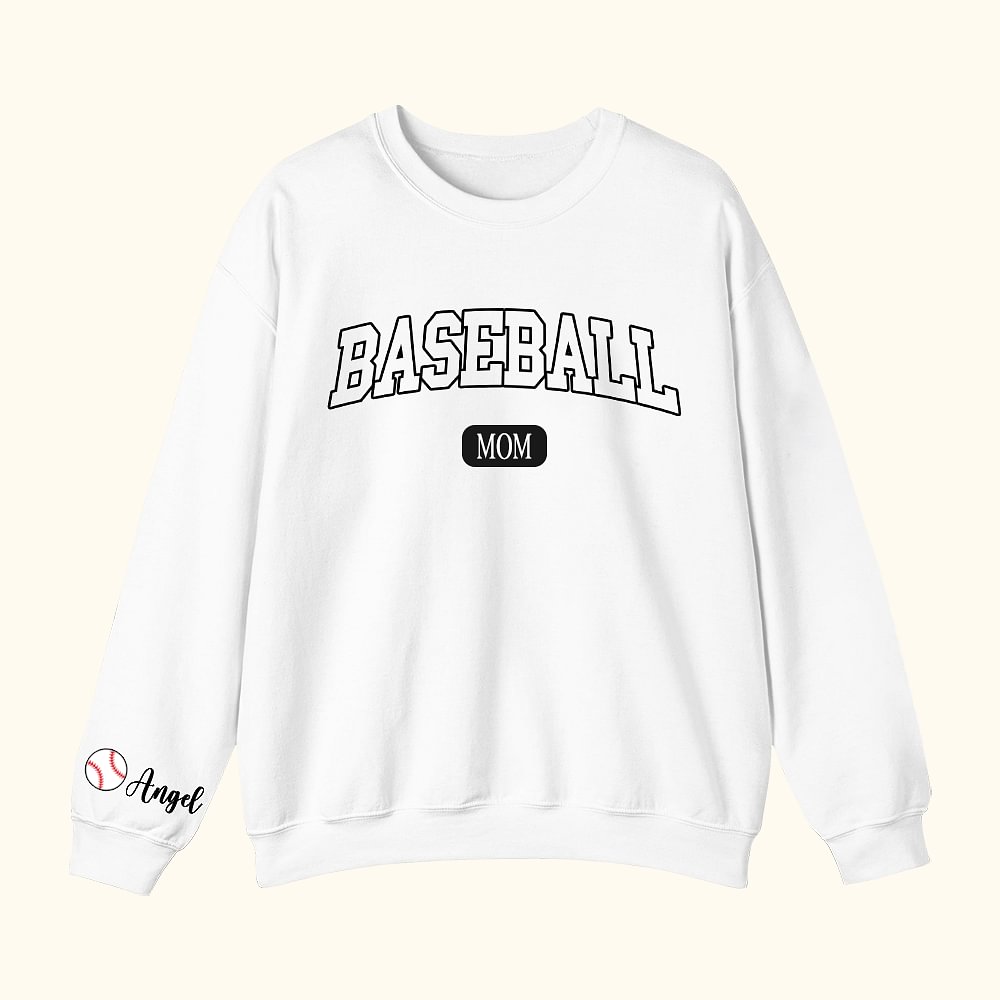 Felpa personalizzata Baseball Sport Mamma con 1-6 nomi Multicolore Disponibile Regalo di compleanno in costume per il giorno del gioco per le donne