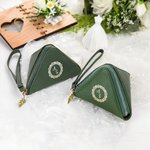 Personalizada portátil pirámide nombre joyería bolsa con diseño de hoja de vid cremallera boda cumpleaños regalo para las mujeres