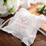 Personalised Luxurious Cotton Linen Scalloped Ring Bearer Pillow with Embroidered Letters and Date Wedding Keepsake Gift for Newlyweds