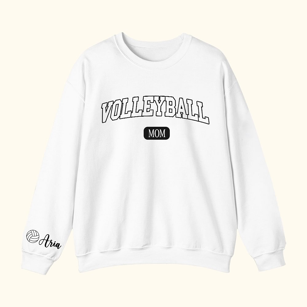 Sweat à col roulé personnalisé avec 1 à 6 noms d'enfants Anniversaire Sports Evénements Accessoires Cadeaux pour les amoureux du volley-ball
