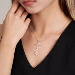 Personalized Dainty Name Cross Necklace with Birthstone Religious Jewellery Baptism Christmas Gift for Christian Women